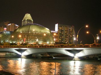 This photo of the Singapore skyline illuminated at night was taken by C K Vishwakarma of Singapore.